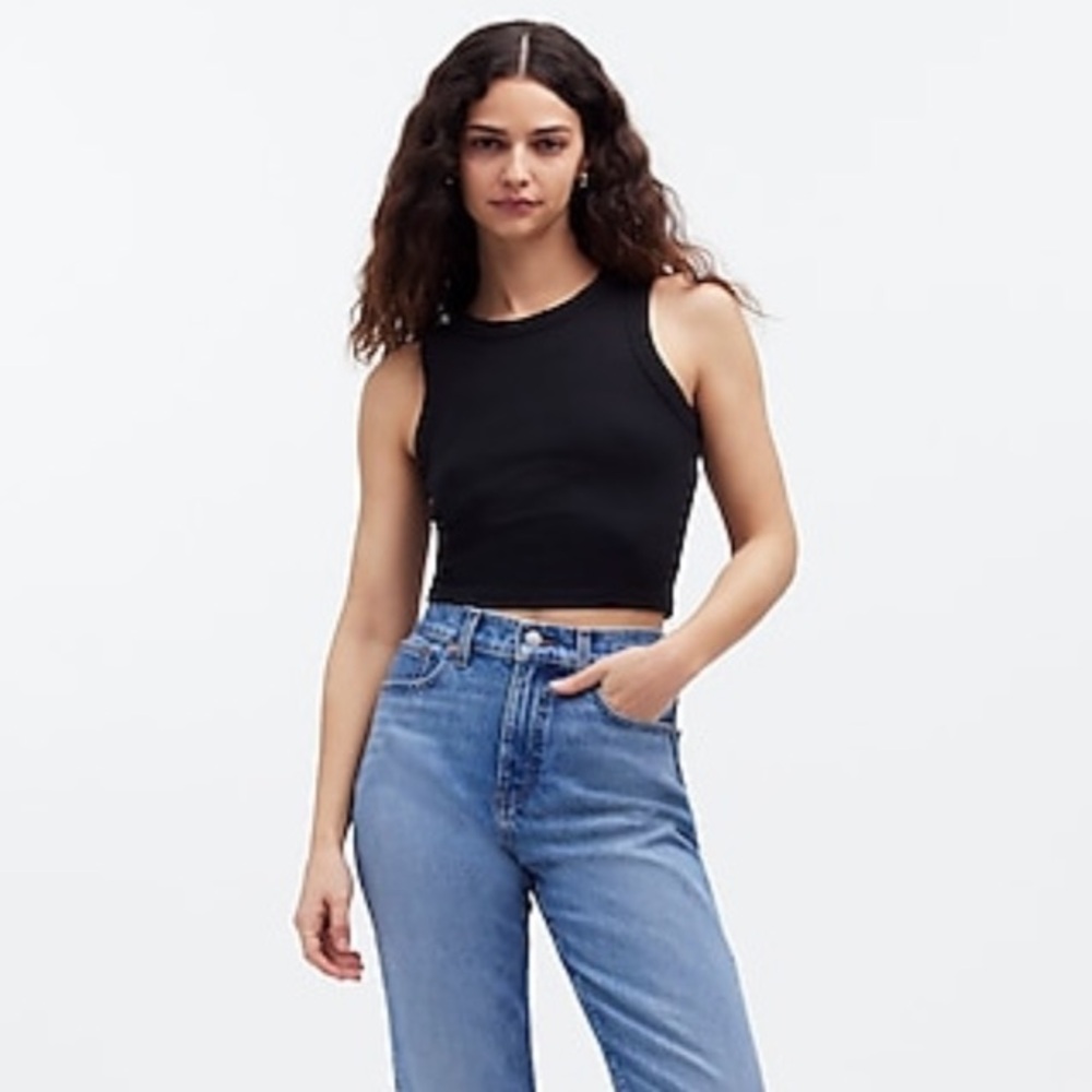 Madewell supima rib crop tank size medium black / white bundle